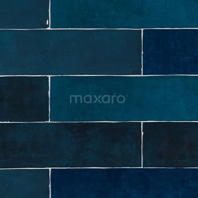 Spuug uit Marty Fielding twee Wandtegel Colora 6,2x25 cm Uni Blauw Glanzend 401-060106 | Maxaro