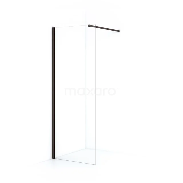 Diamond Walk-in shower | 80 cm Black metal Clear glass Fixed wall IDA08110ZM Black profile walk-in shower with clear glass, sleek design and minimalist look, ideal for modern bathrooms.