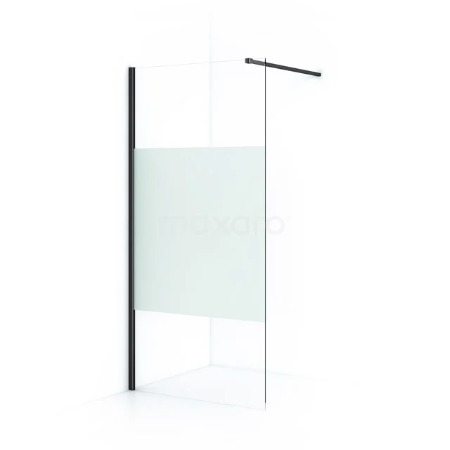 Diamond Inloopdouche | 100 cm Zwart chroom Helder met matte strook Vaste wand IDA10113BCN