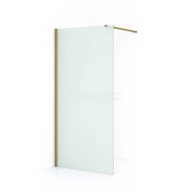 Diamond Walk-in shower | 100 cm Gold Frosted glass Fixed wall IDA10117GG Frosted glass walk-in shower with gold frame and minimalist design, perfect for a modern bathroom.