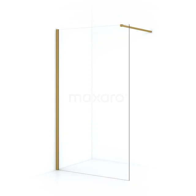 Glasene Duschwand mit mattem goldfarbenem Rahmen, minimalistisches Design, ideal als stilvolle Ergänzung zu modernen Bädern.