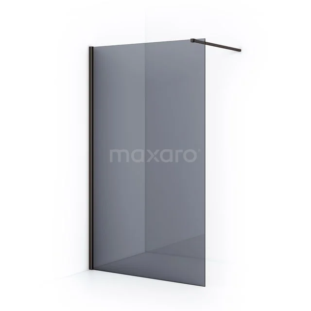 Diamond Walk-in shower | 120 cm Black metal Smoke glass Fixed wall IDA12111ZM Shower screen black glass with matte finish, modern design, including mounting arm for stylish bathroom decoration.