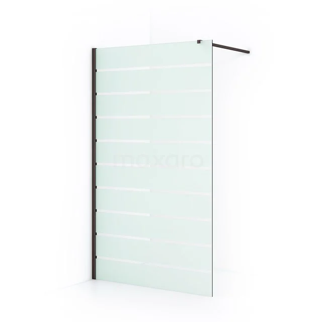 Glas Duschwand mit Matt Weiß Streifen, minimalistisches Design, geeignet für moderne Bäder.