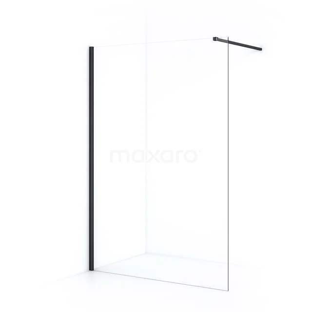 Diamond begehbare Dusche | 140 cm Schwarzchrom Feste Wand IDA14110BC Duschwand mit Schwarz Rahmen, klarer Glasplatte und minimalistischem Design, ideal für einen modernen Badezimmer Stil.
