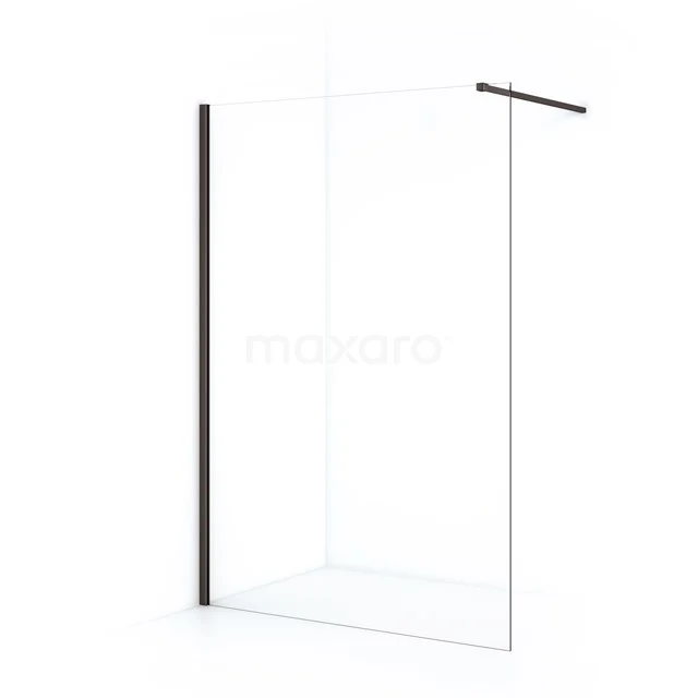 Diamond begehbare Dusche | 140 cm Schwarzes Metall Feste Wand IDA14110ZM Minimalistische begehbare Dusche mit Klarglas, straff Schwarz Rahmen und Seitenwand; stilvolles Badezimmerdesign mit moderner Ausführung.