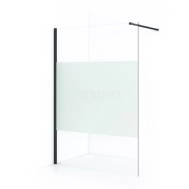 Diamond Inloopdouche | 140 cm Zwart chroom Helder met matte strook Vaste wand IDA14113BCN