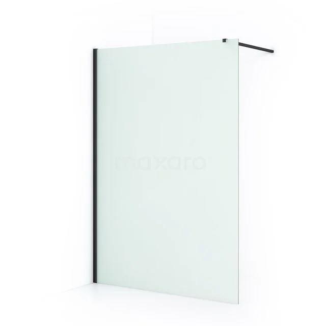 Shower screen clear glass, straight model with matte black finish, ideal as a modern room divider in the bathroom.