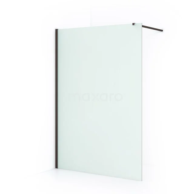 Diamond Walk-in shower | 140 cm Black metal Frosted glass Fixed wall IDA14117ZM Frosted glass shower screen with black frame and stabilising bar, ideal for modern bathroom design.