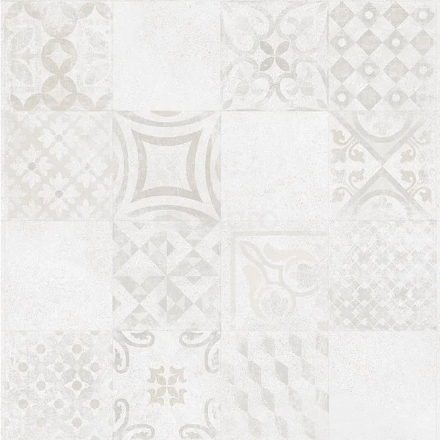 Tile sample, Floor/wall tile, Matera White Decor 503-0711TS White ceramic bathroom tile with fine relief and subtle patterns, ideal for a stylish and modern bathroom wall.