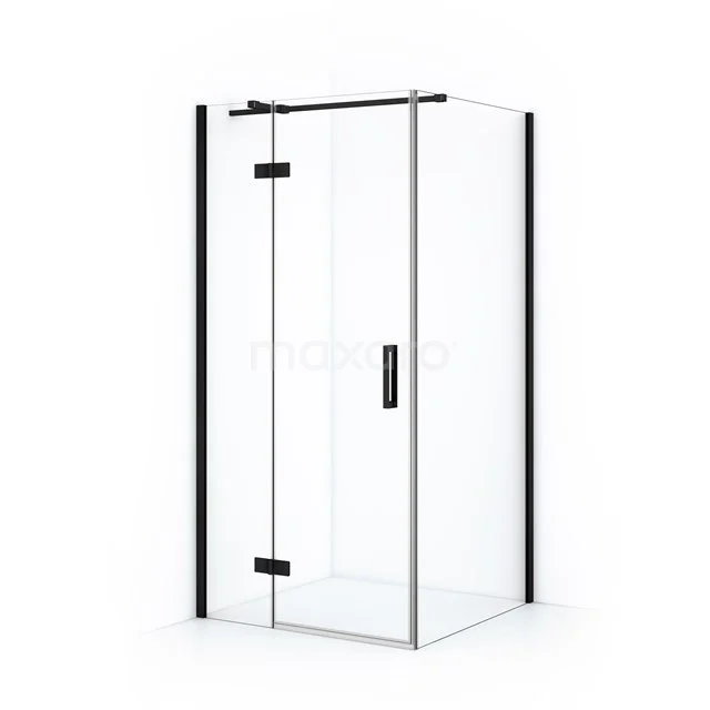 Diamond Duschkabine | 100x90 cm Matt Schwarz Drehtür Rechteck CDB214510310MB Glasene Duschkabine mit Schwarz metallischen Profilen, rechteckiges Design, ideal für ein modernes Badezimmer.