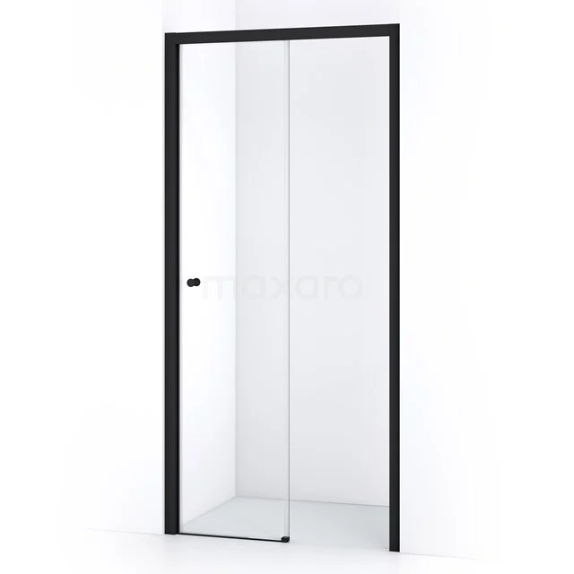 Duschtür mit schwarzem Rahmen, mattglas und schickem Design, perfekt für einen modernen Badezimmerstil.