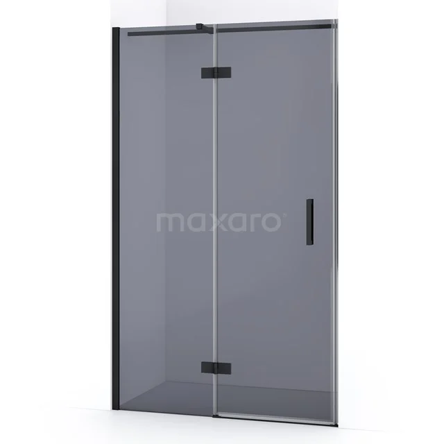 Schwarze Duschtür aus gehärtetem Glas mit matt schwarzem Rahmen, geeignet für moderne Bäder. Elegantes Design aus der Premium-Serie.