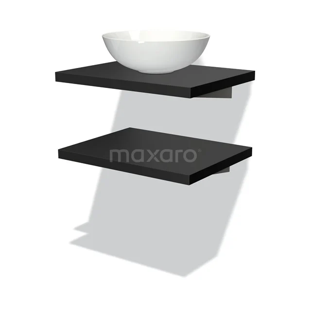 Modulo Plato Badkamermeubel voor waskom | 60 cm Mat zwart front Mat zwart blad 2 wastafelbladen BMK06-00001