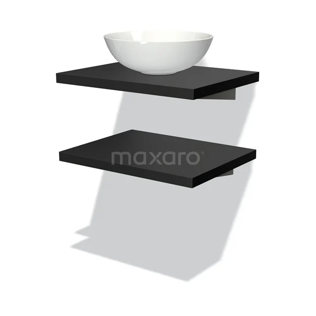 Modulo Plato Vanity units for countertop basin | 60 cm Matte black front Matte black worktop 2 Basin worktops BMK06-00001