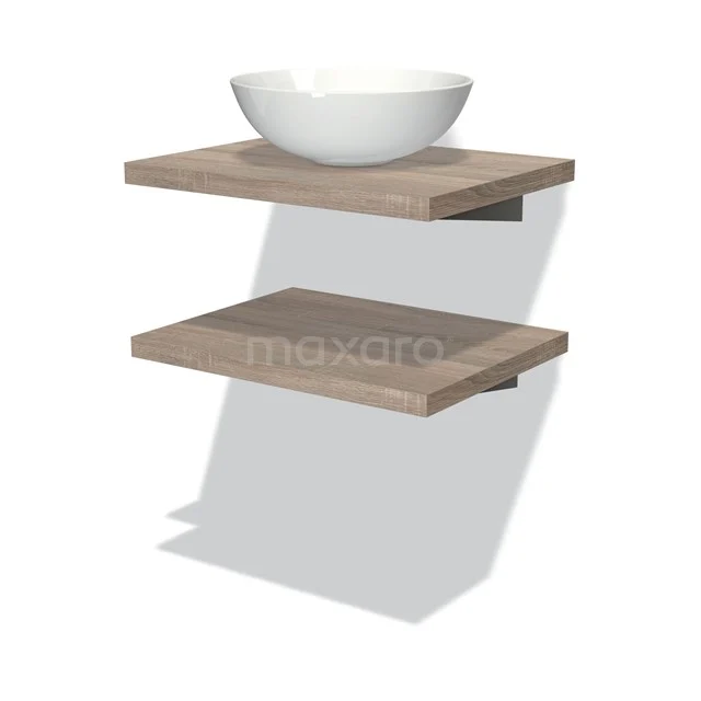 Modulo Plato Vanity units for countertop basin | 60 cm Oak front Oak worktop 2 Basin worktops BMK06-00013