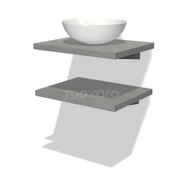 Modulo Plato Badkamermeubel voor waskom | 60 cm Lichtgrijs beton front Lichtgrijs beton blad 2 wastafelbladen BMK06-00025