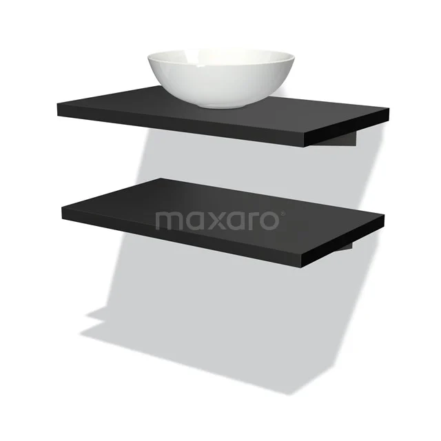 Modulo Plato Badkamermeubel voor waskom | 80 cm Mat zwart front Mat zwart blad 2 wastafelbladen BMK06-00029