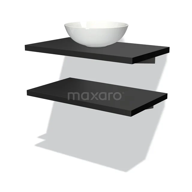 Modulo Plato Vanity units for countertop basin | 80 cm Matte black front Matte black worktop 2 Basin worktops BMK06-00029
