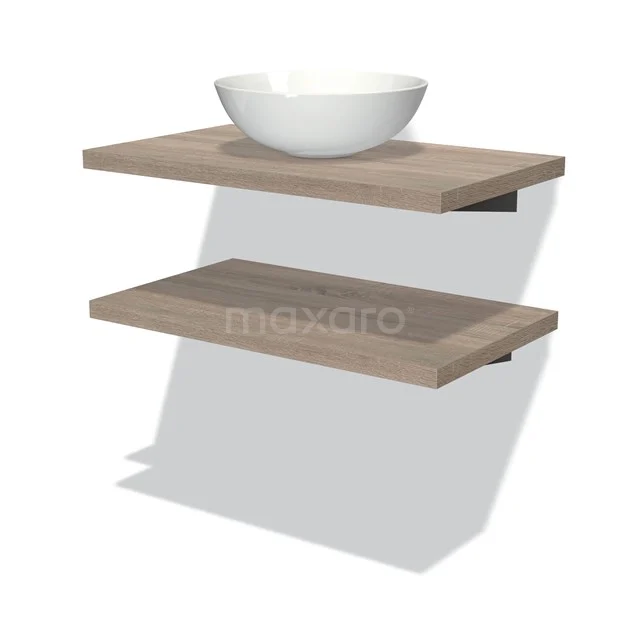 Modulo Plato Vanity units for countertop basin | 80 cm Oak front Oak worktop 2 Basin worktops BMK06-00041
