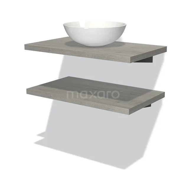 Modulo Plato Vanity units for countertop basin | 80 cm Grey oak front Grey oak worktop 2 Basin worktops BMK06-00051