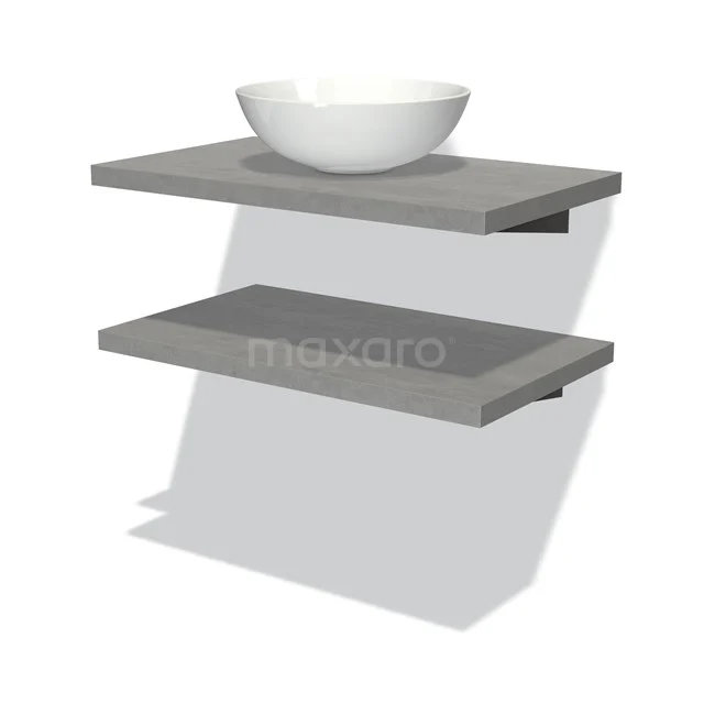 Modulo Plato Badkamermeubel voor waskom | 80 cm Lichtgrijs beton front Lichtgrijs beton blad 2 wastafelbladen BMK06-00053