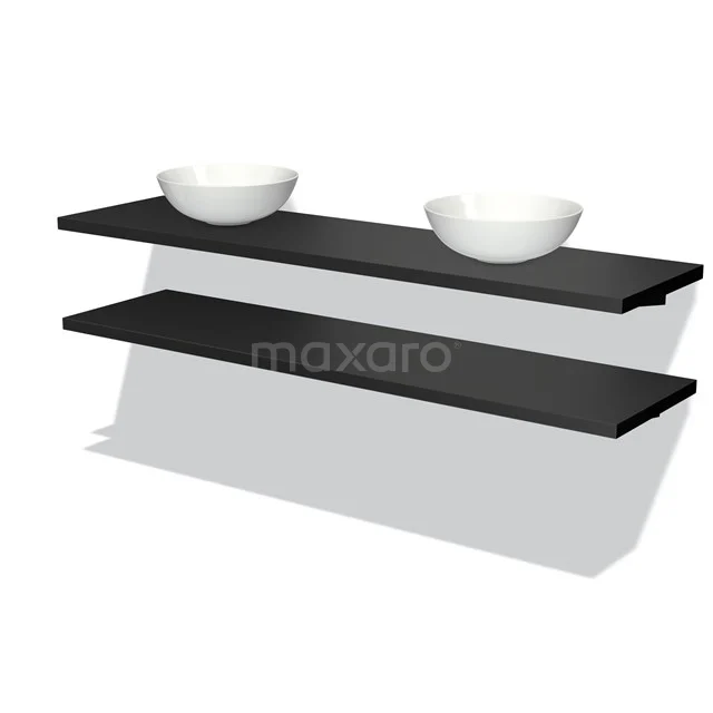 Modulo Plato Vanity units for countertop basin | 180 cm Matte black front Matte black worktop 2 Basin worktops BMK06-00153