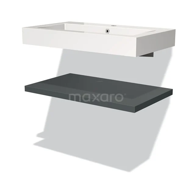 Modulo Vanity units with basin | 80 cm Dark grey front Mineral marble Basin with worktop BMW10-00005