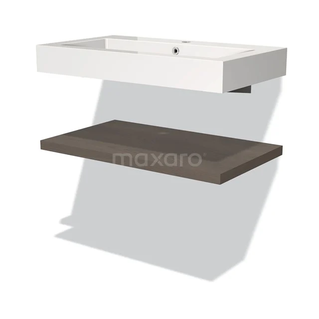 Modulo Vanity units with basin | 80 cm Dark brown oak front Mineral marble Basin with worktop BMW10-00011