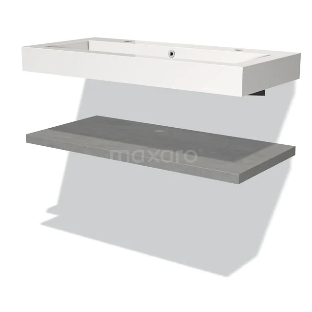 Modulo Vanity units with basin | 100 cm Light grey concrete front Mineral marble Basin with worktop BMW10-00027