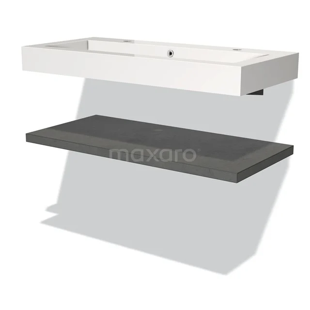 Modulo Vanity units with basin | 100 cm Dark grey concrete front Mineral marble Basin with worktop BMW10-00028