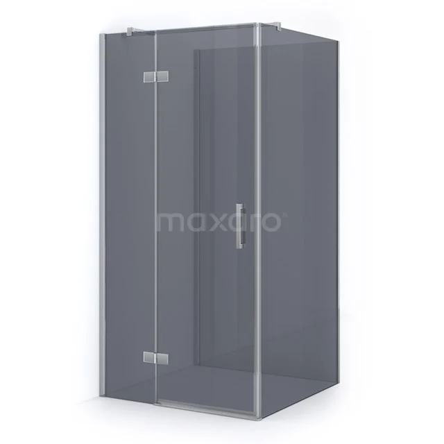 Pearl Shower enclosure | 100x100 cm Chrome Smoke glass Pivot door Square CPHV-101064311C Glass corner shower cabin with matte black details, featuring a pivot door and sleek design for a modern bathroom.