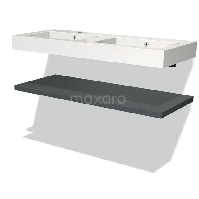 Modulo Vanity units with basin | 120 cm Dark grey front Mineral marble Basin with worktop BMW10-00033
