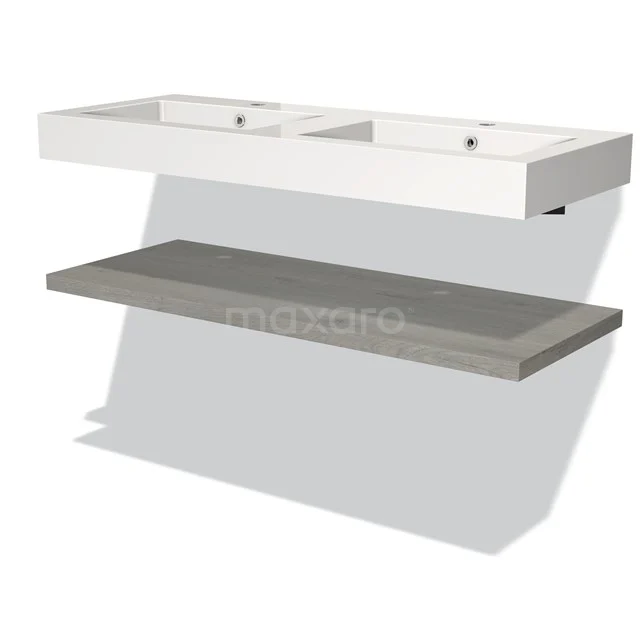 Modulo Vanity units with basin | 120 cm Grey oak front Mineral marble Basin with worktop BMW10-00040