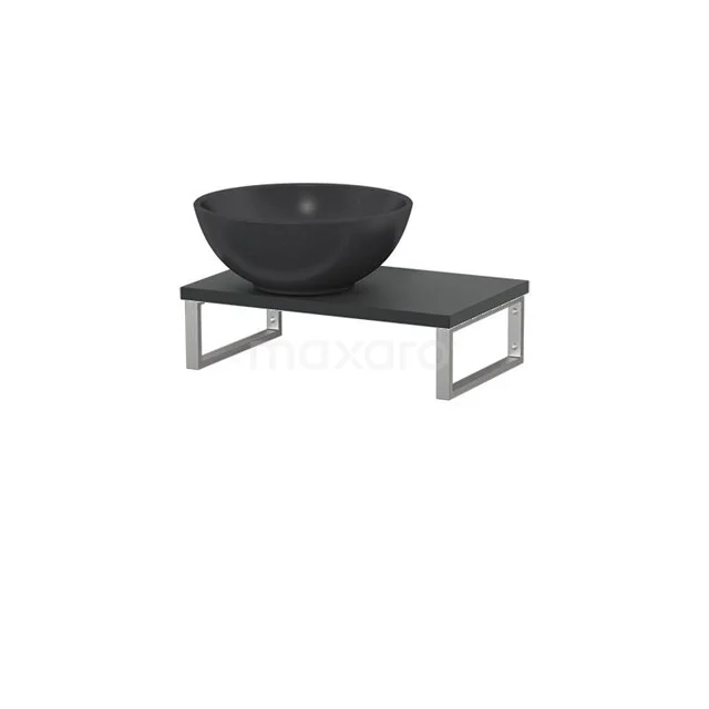 Modulo Pico Basin worktop with basin | 41 cm Dark grey Matte black Quartz countertop wash basin worktop TMK01-00289
