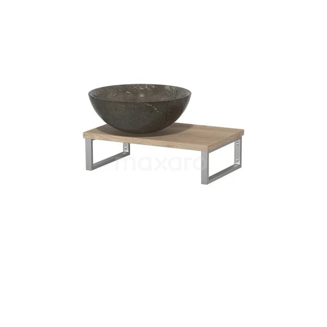 Modulo Pico Basin worktop with countertop wash basin | 41 cm Light brown oak Blue stone Natural stone TMK01-00143