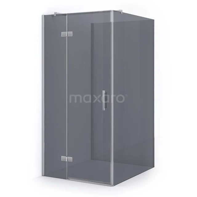 Shower enclosure square, grey Glass with metal hinges and Handle, perfect for a modern bathroom style.