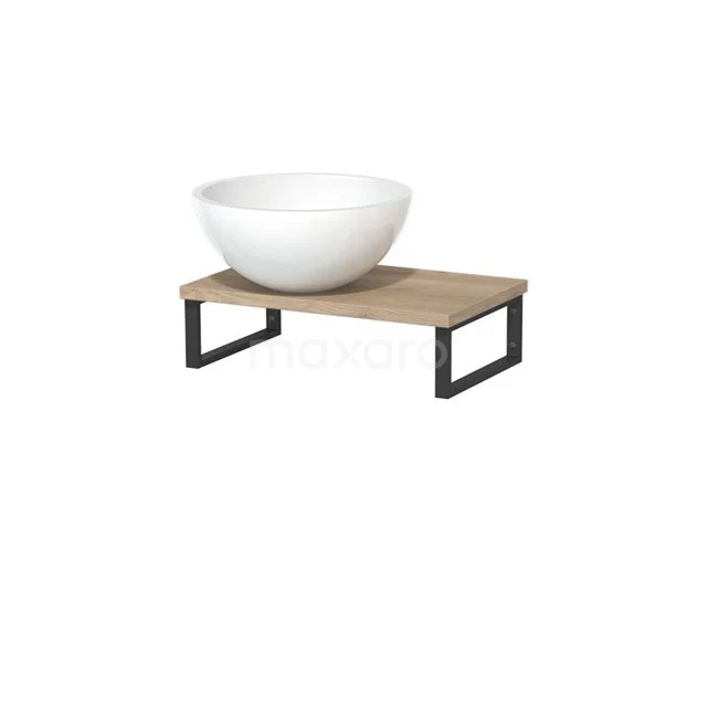 Modulo Pico Basin worktop with countertop wash basin | 41 cm Light brown oak High-gloss white Mineral marble TMK01-00149