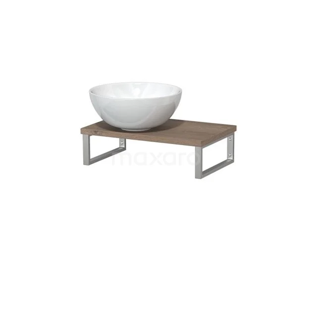 Modulo Pico Basin worktop with countertop wash basin | 41 cm Mid brown oak High-gloss white Ceramic TMK01-00235
