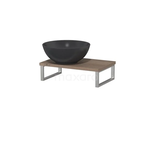 Modulo Pico Basin worktop with countertop wash basin | 41 cm Mid brown oak Matte black Quartz TMK01-00239
