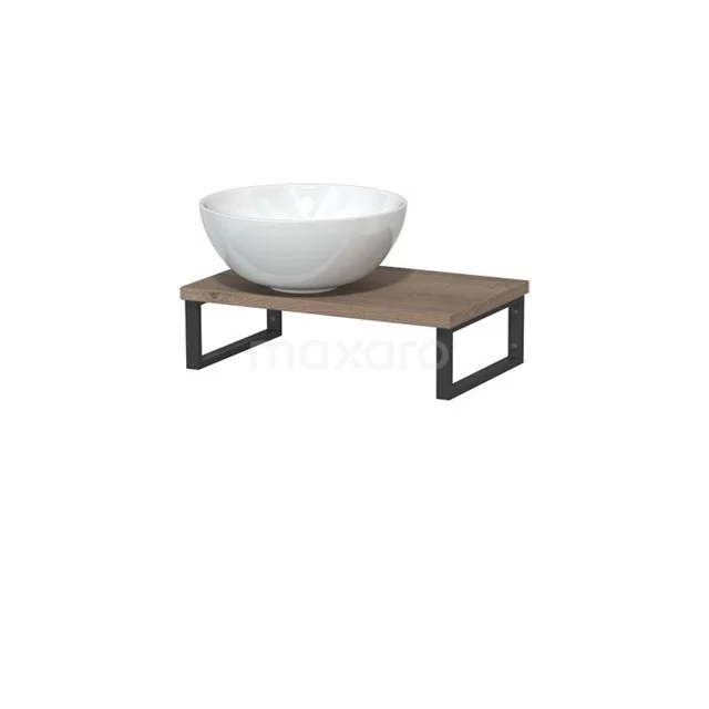 Modulo Pico Basin worktop with countertop wash basin | 41 cm Mid brown oak High-gloss white Ceramic TMK01-00240