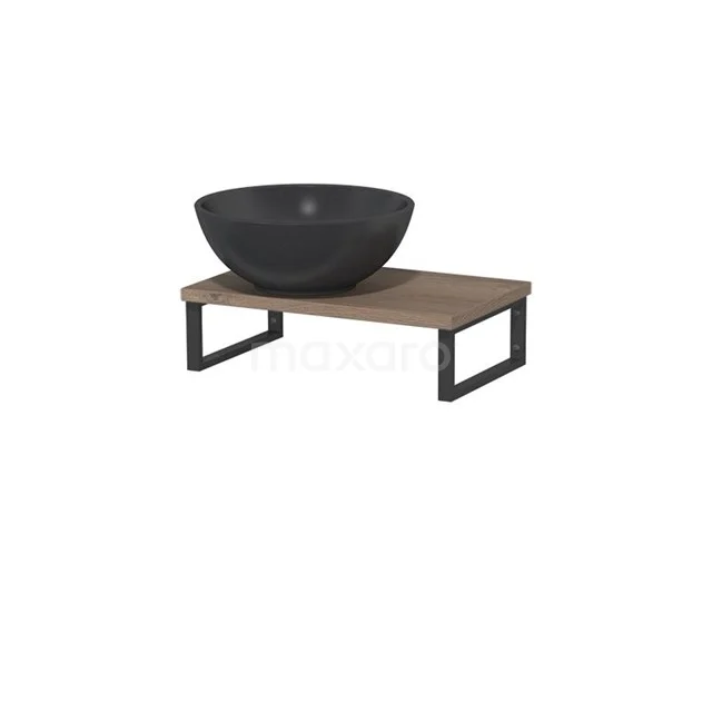 Modulo Pico Basin worktop with countertop wash basin | 41 cm Mid brown oak Matte black Quartz TMK01-00244
