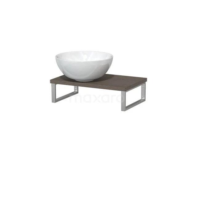 Modulo Pico Basin worktop with countertop wash basin | 41 cm Dark brown oak High-gloss white Ceramic TMK01-00325