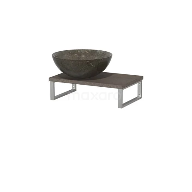 Modulo Pico Basin worktop with countertop wash basin | 41 cm Dark brown oak Blue stone Natural stone TMK01-00326