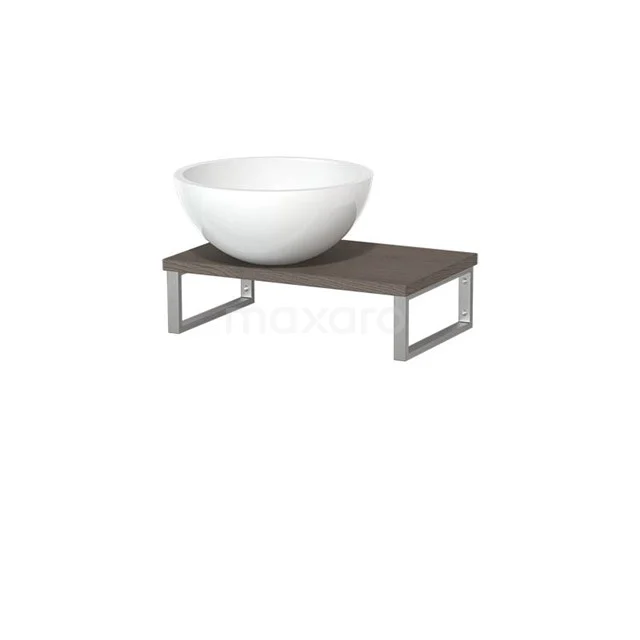 Modulo Pico Basin worktop with countertop wash basin | 41 cm Dark brown oak High-gloss white Mineral marble TMK01-00327