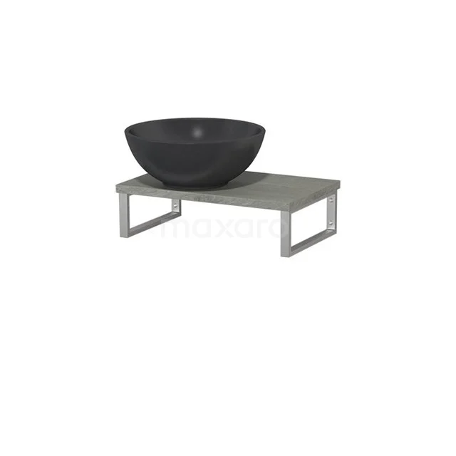 Modulo Pico Basin worktop with countertop wash basin | 41 cm Grey oak Matte black Quartz TMK01-00115