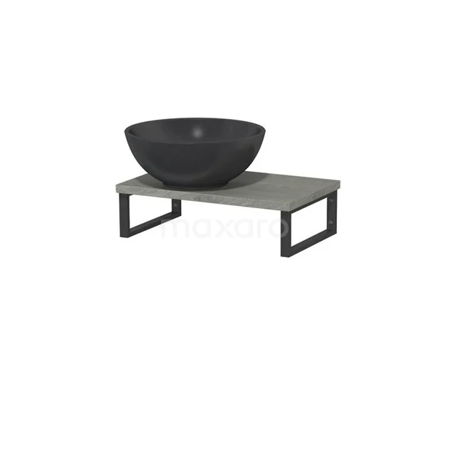 Modulo Pico Basin worktop with countertop wash basin | 41 cm Grey oak Matte black Quartz TMK01-00120