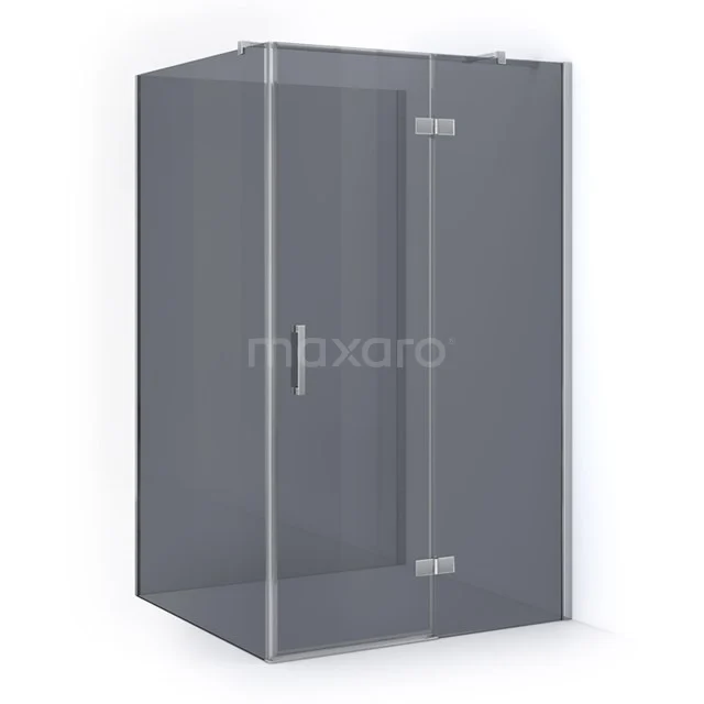 Shower enclosure with corner step, silver frame and frosted glass, perfect for a modern bathroom.