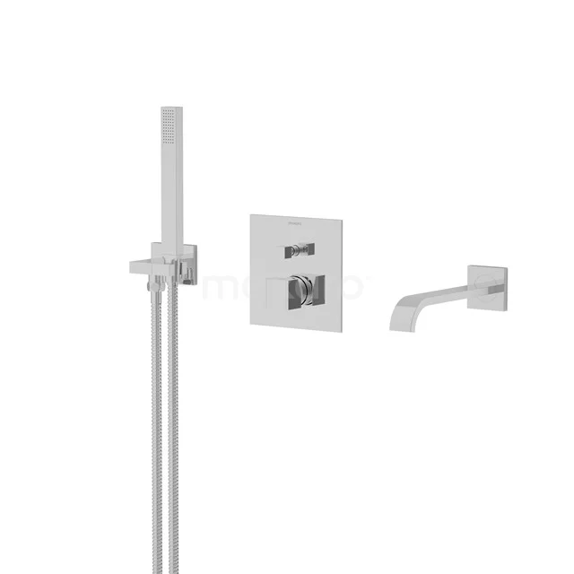 Cubic Badkraan Inbouw | Chroom Eéngreeps Mengkraan met handdouche CIC44-00006