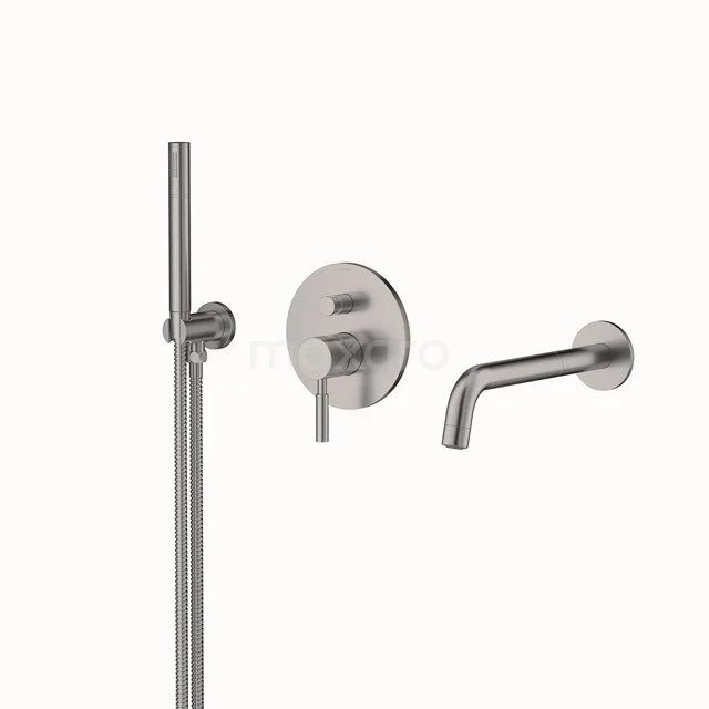Radius Concealed bath mixer set | Stainless steel Single lever mixer tap with handheld shower 1 position CIR55-00003