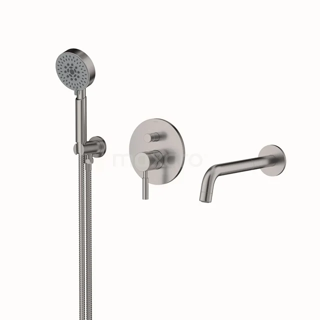 Radius Concealed bath mixer set | Stainless steel Single lever mixer tap with handheld shower 5 positions CIR55-00018
